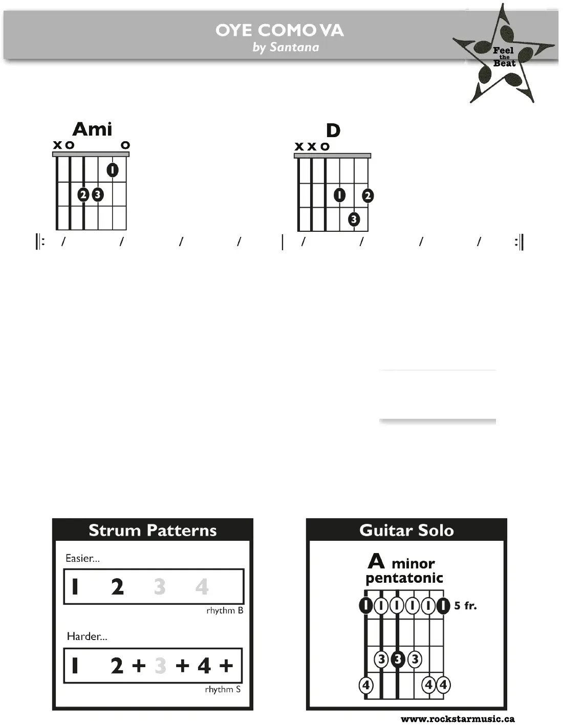 Oye Como Va Guitar chart, page 1