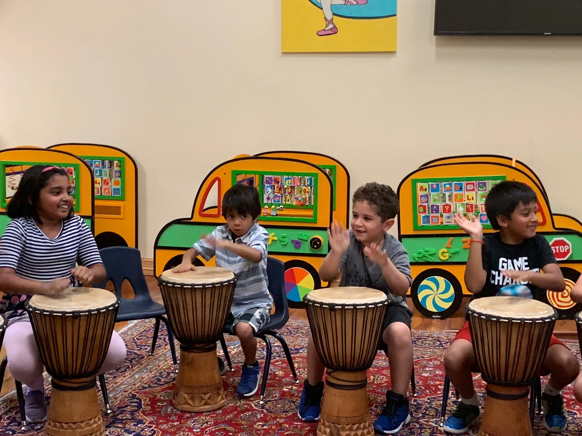 African Hand Drumming ensemble playing djembe in call-and-response