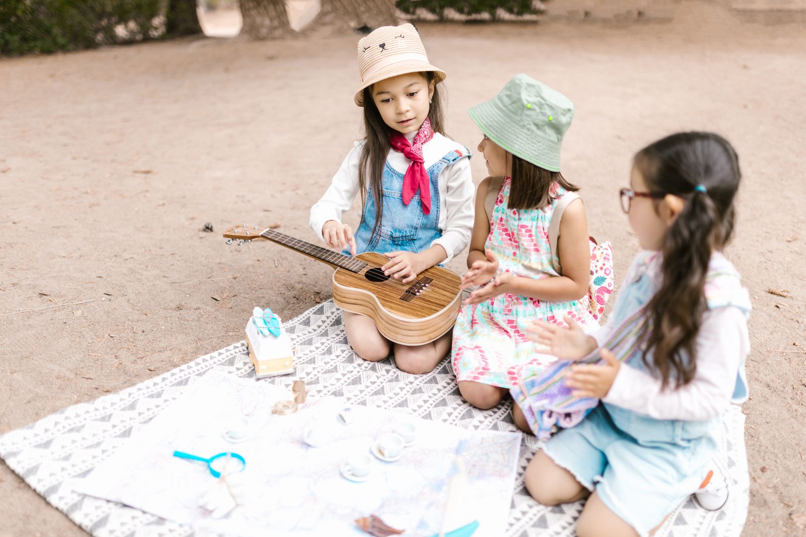 Children jamming together on mixed instruments at Jam Camp